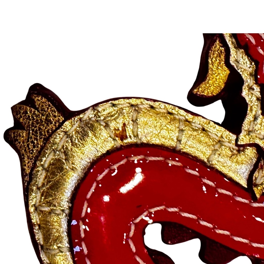 Coach Red Gold Leather Key Fob Year Of The Dragon New Year 2012 Zhang Lan RARE - Picture 3 of 10